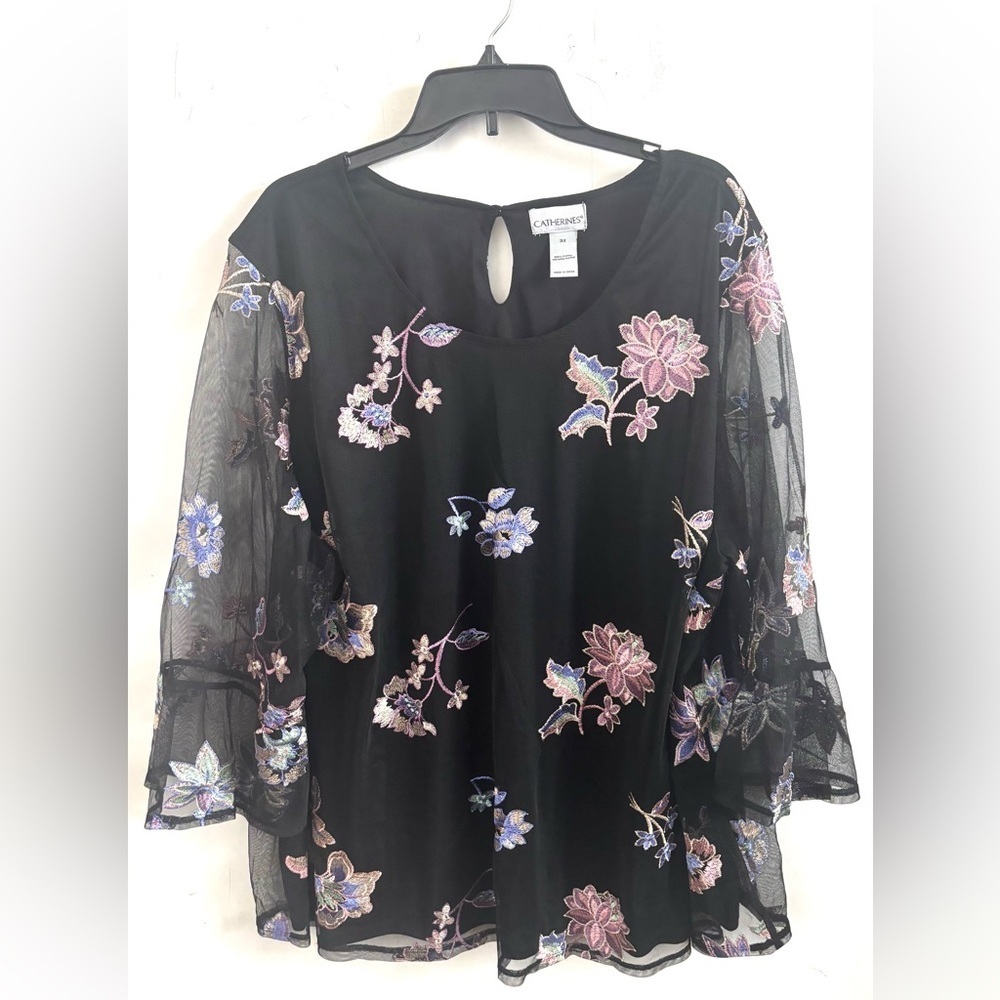 Catherines Blouse Black Floral 3XL Dark Romantic indie Forest Fairy Grunge Indie
